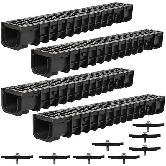 4M Kit de caniveau de drainage grille en fonte grillagée caniveau fendu B125