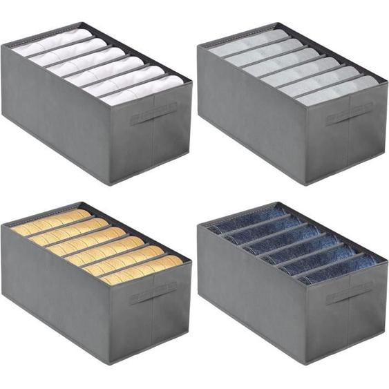 4Pcs Organisateur de Tiroir pour Vêtements Hiver Organisateur Tiroir Grande Capacité avec Panneau PP Rangement Jean Organisateur