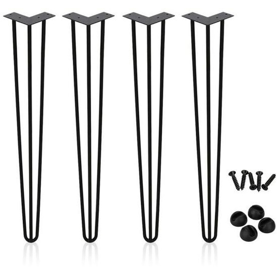 4pcs Pied de Table Pieds de meubles Métal Noir 45cm Pied Meuble Haute Qualité Pieds Epingle pour Table Pied de Chaise