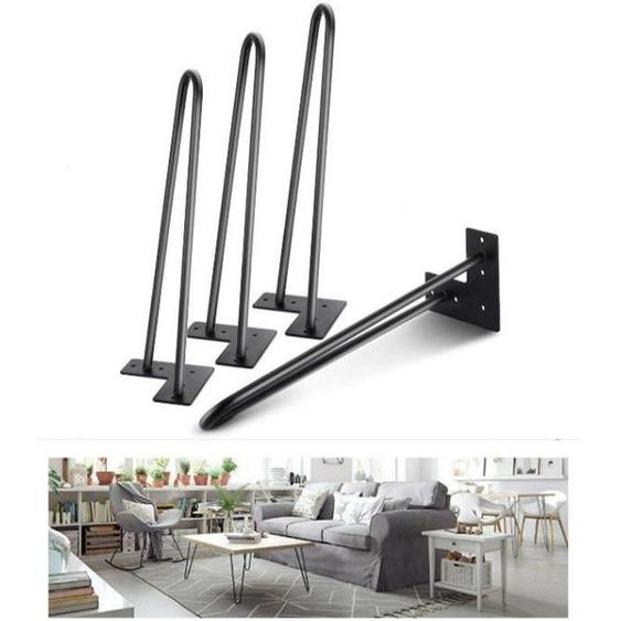 4pcs Pieds de Table en Epingle Métal 18 Pieds en Épingle à Cheveux Style Scandinave DIY