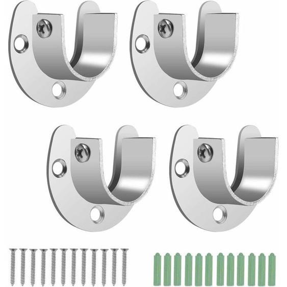 4pcs Support Tringle Penderie 28mm Support de Barre de Penderie Armoire en INOX pour Pilier de Rail Vêtements Soutien pour