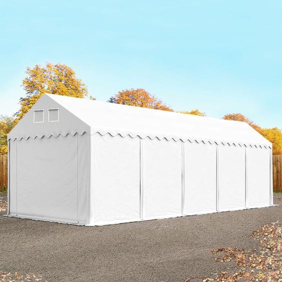 4x10 m tente de stockage, PVC 800, H. 2,6 m, blanc, avec statique (type de sol : béton) - (57679)