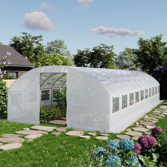 4x10m Serre tunnel, Bâche PE, blanc - (8946)