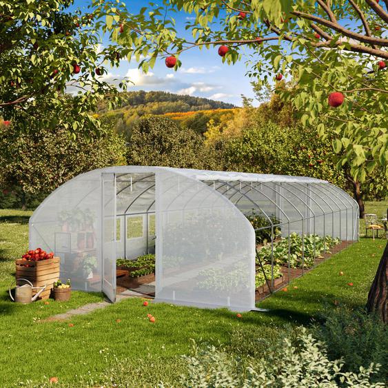 4x10m Serre tunnel, Bâche PE, blanc - (9001)