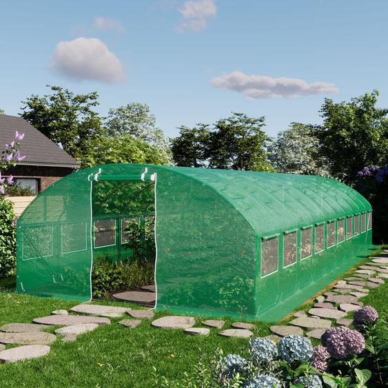 4x10m Serre tunnel, Bâche PE, vert - (8939)