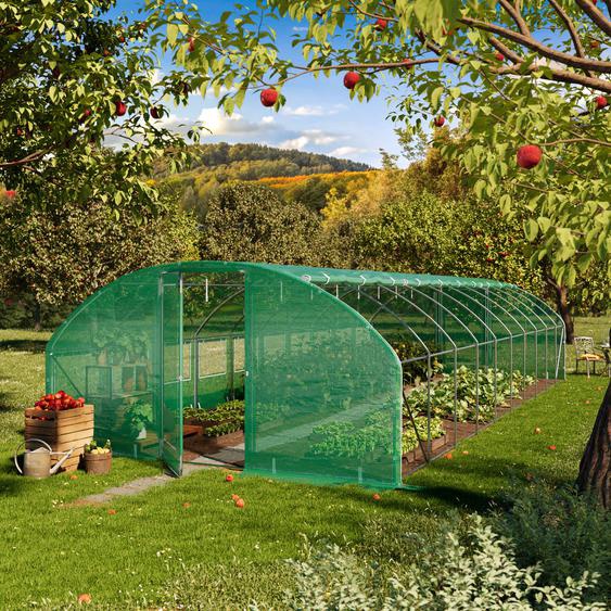 4x10m Serre tunnel, Bâche PE, vert - (8994)