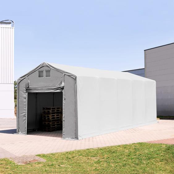 4x12 m hangar, PVC 850, H. 3m avec porte actionnée par traction, gris, sans statique - (94264)