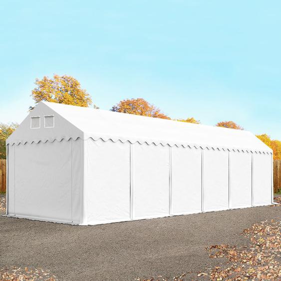 4x12 m tente de stockage, PVC 800, H. 2,6 m, blanc, sans statique - (37632)
