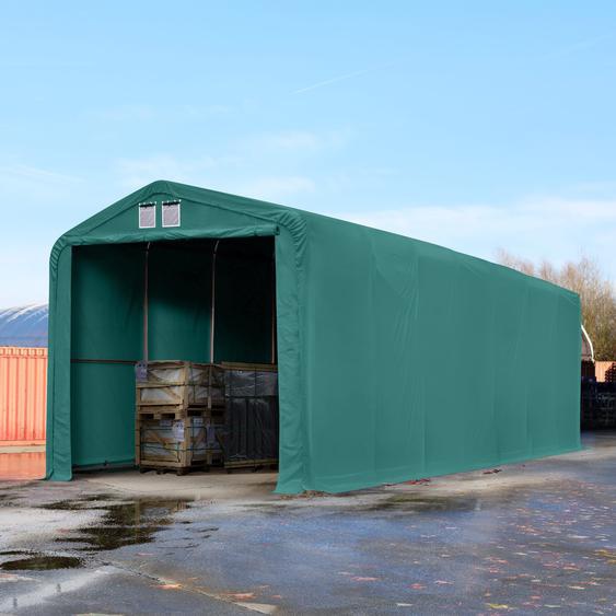 4x24 m hangar, porte 3,5x3,5 m, toile PRIMEtex 2300, vert foncé, avec statique (type de sol : béton) - (49392)