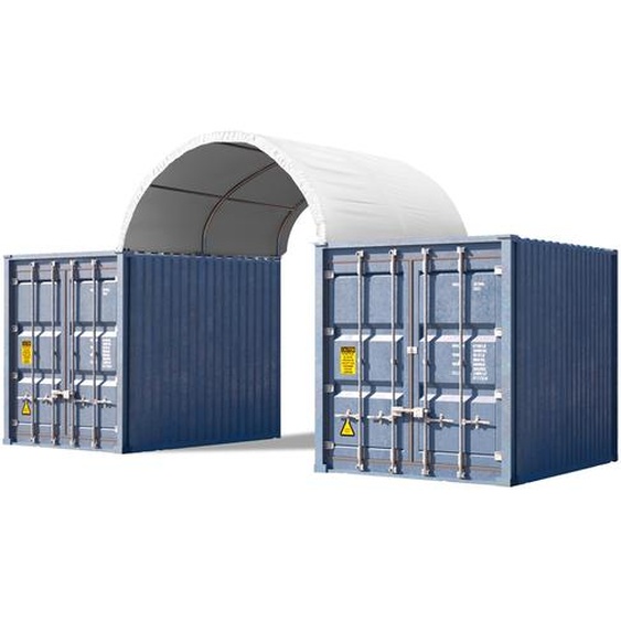 4x3 m Abri sur container, Bâche PRIMEtex, blanc, avec statique - (2895)