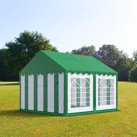 4x4 m tente de réception, PVC 700, H. 2 m, vert-blanc - (6135)
