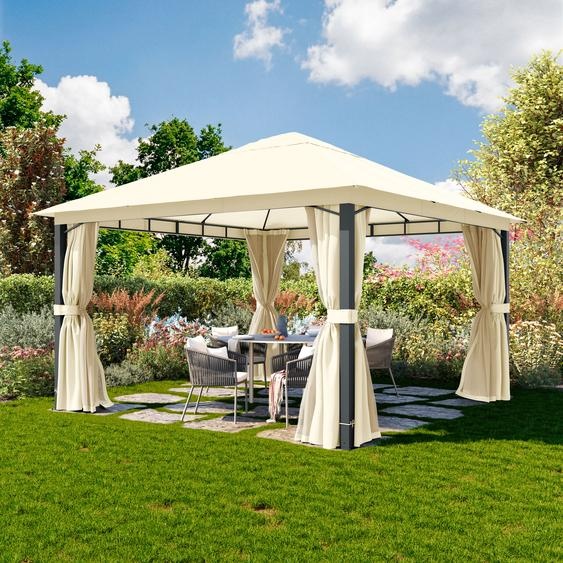 4x4 m Tonnelle de jardin, Aluminium, toit souple, champagne - (300686)