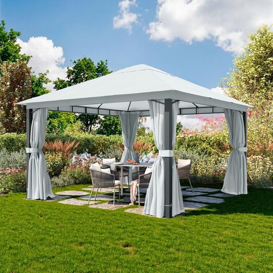 4x4 m Tonnelle de jardin, Aluminium, toit souple, gris perle - (300687)