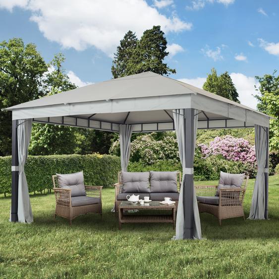 4x4 m, Tonnelle de jardin, Sunset Premium, gris perle - (300175)