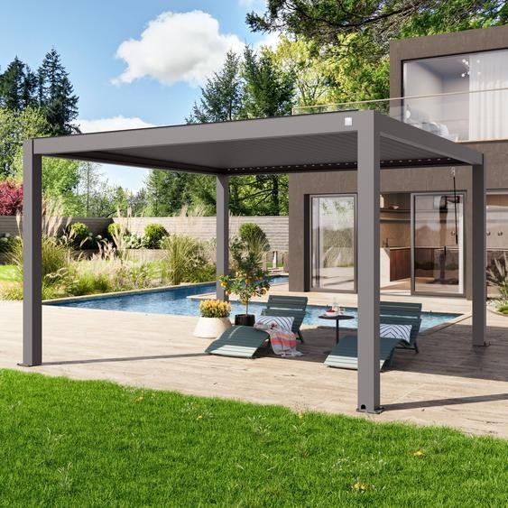 4x4m Pergola gris-perle, lames gris-perle orientables - (400132)