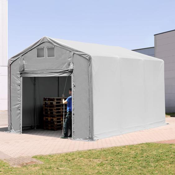 4x6 m hangar, PRIMEtex 2300, H. 3m avec porte actionnée par traction, gris, avec statique (type de sol : terre) - (93955)