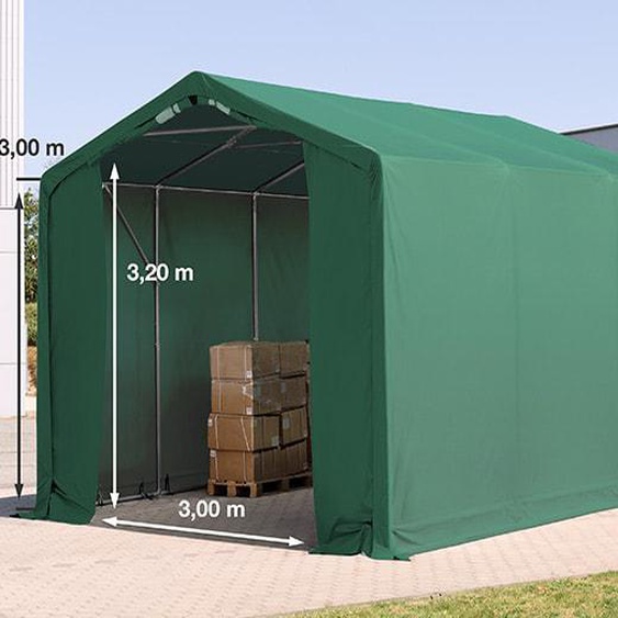 4x6 m hangar, PVC 850, H. 3 m avec portes à fermeture éclair, vert foncé, avec statique (type de sol : terre) - (93841)