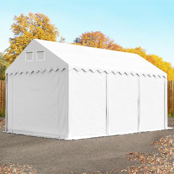4x6 m tente de stockage, PVC 800, H. 2,6 m, blanc, avec statique (type de sol : terre) - (517632)