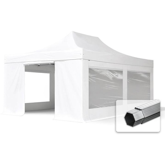 4x6 m Tonnelle pliante Alu, PES 800, côtés panoramiques, blanc - (582031)