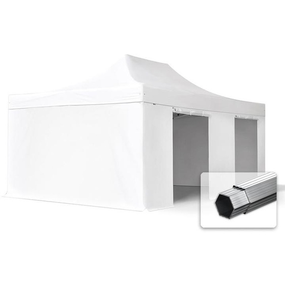 4x6 m Tonnelle pliante Alu, PVC 850, côtés sans fenêtre, blanc - (578689)