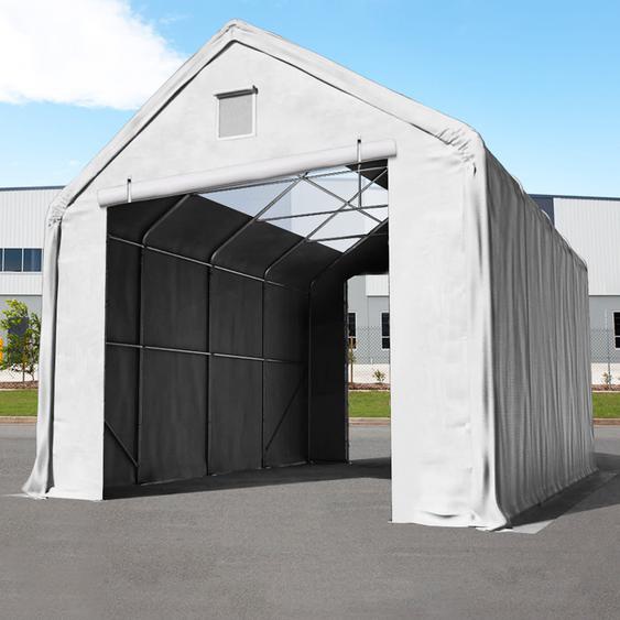 4x8 m hangar avec fenêtres dans le toit, porte 3x3 m, PRIMEtex 2300, gris, avec statique (type de sol : terre) - (49830)