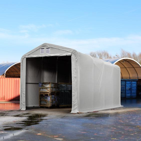 4x8 m hangar, porte 3,5x3,5 m, toile PVC de 850, gris, sans statique - (49494)