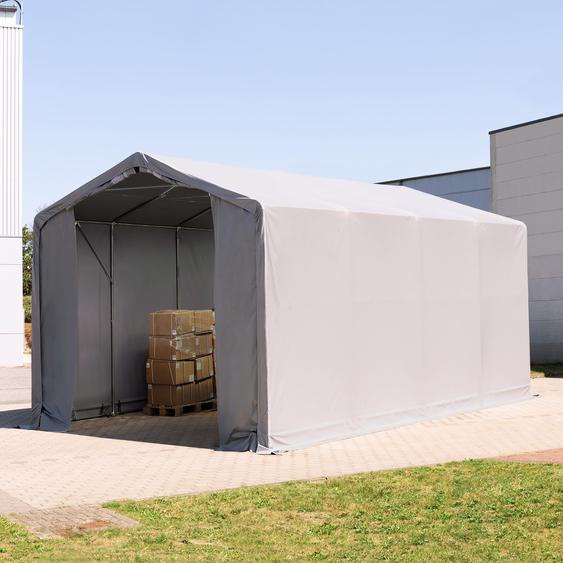 4x8 m hangar, PRIMEtex 2300, H. 3 m avec portes à fermeture éclair, gris, avec statique (type de sol : béton) - (94190)