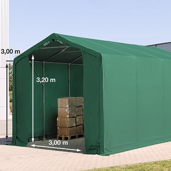 4x8 m hangar, PVC 850, H. 3 m avec portes à fermeture éclair, vert foncé, avec statique (type de sol : terre) - (93842)