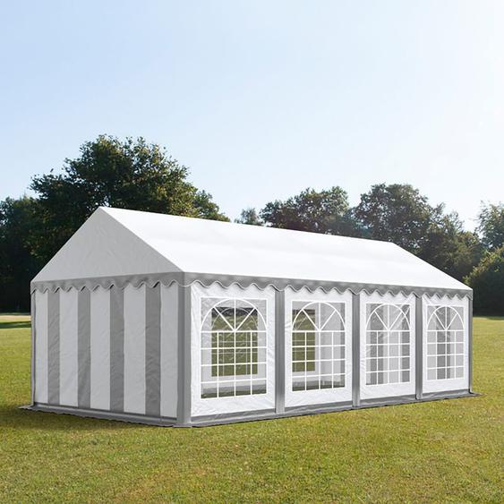 4x8 m tente de réception, PVC 700, H. 2 m, gris-blanc - (6090)