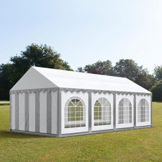 4x8 m tente de réception, PVC 750, anti-feu, H. 2 m, gris-blanc