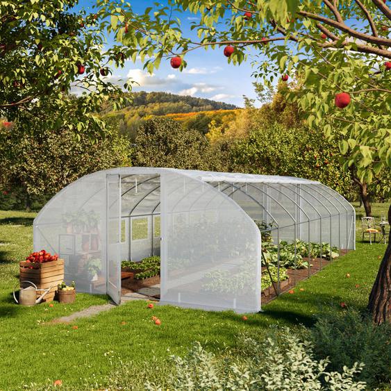 4x8m Serre tunnel, Bâche PE, blanc - (9000)