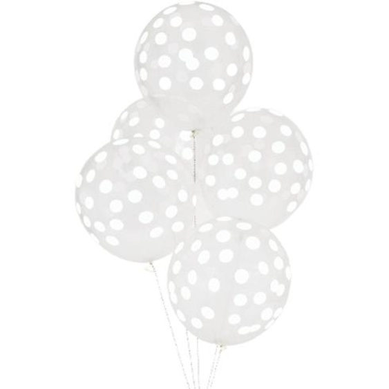 5 ballons de baudruche imprimés confettis blancs 30cm
