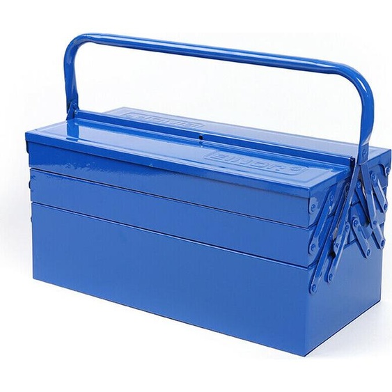5 compartiments Boîte à outils avec poignée Fer vide grande boîte à outils Boîte à outils Boîte à outils en métal Boîte à outils verrouillable Bleu