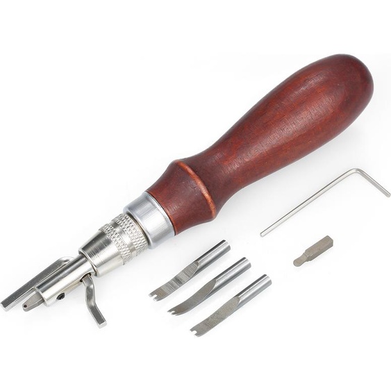 5 en 1 Ponceuse professionnelle pour coudre et rainurer le cuir, kits de bricolage pour coudre et rainurer le cuir, outils manuels en bois et en acier