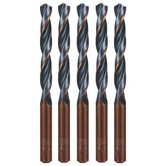 5 Forets Hélicoïdaux HSS Court DIN 338 RN - Aciers 118° D. 15 x Lt. 169 x Lu. 114 x Q. 15 mm x Z2 - Diamwood