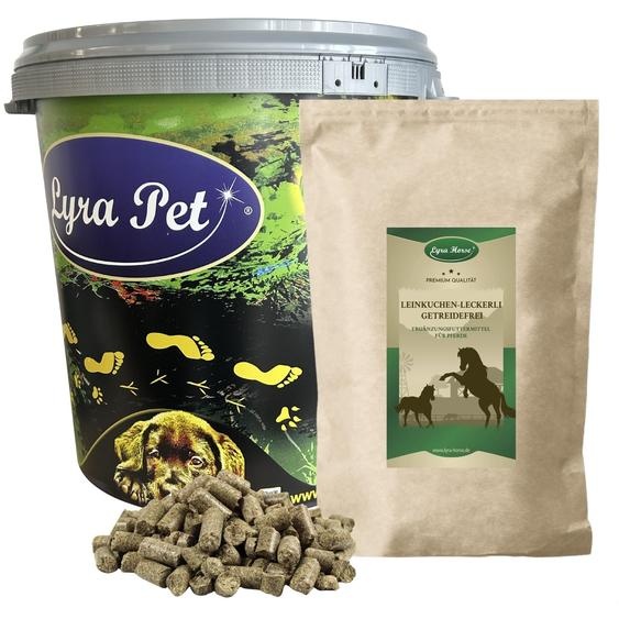 5 kg de friandises aux graines de lin Lyra Horse® dans un bac de 30 L