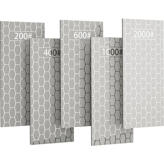 5 PCS Pierres à Aiguiser Diamant, Panneau Pierre Aiguiseuse avec surface en nid dAbeille avec Base Antidérapante pour Ciseaux Couteux Outils, de