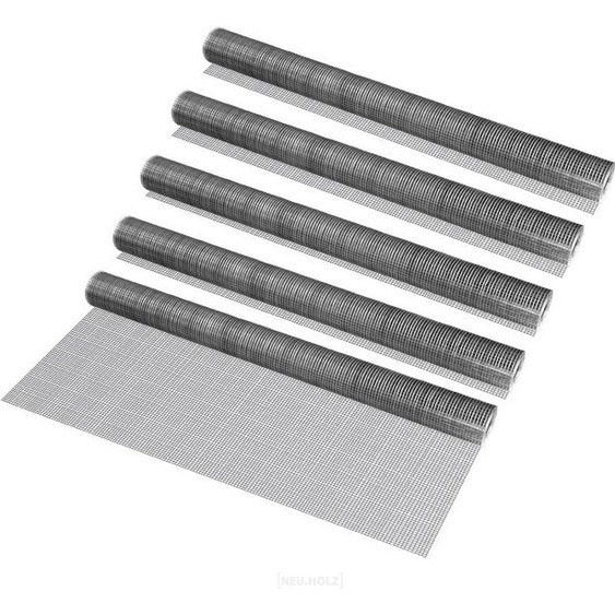 5 rouleaux de grillage métallique 4-angle 1mx5m Grillage soudé pour volière Grillage pour clôture [pro.tec]