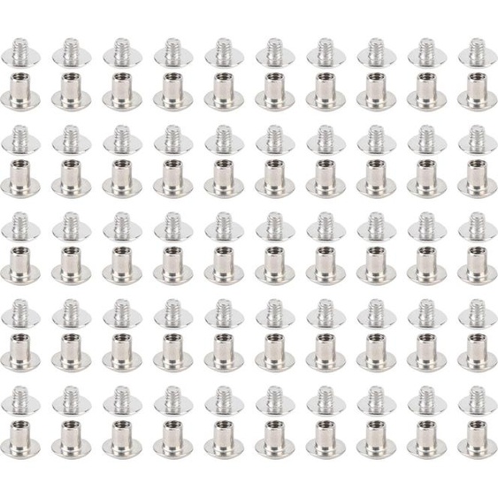 50 Set Flat Round Head Rivet acier inoxydable M4 5x6x9.5mm Vis de fixation pour vêtements de travail en cuir artisanat