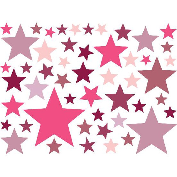 50 stickers étoiles roses