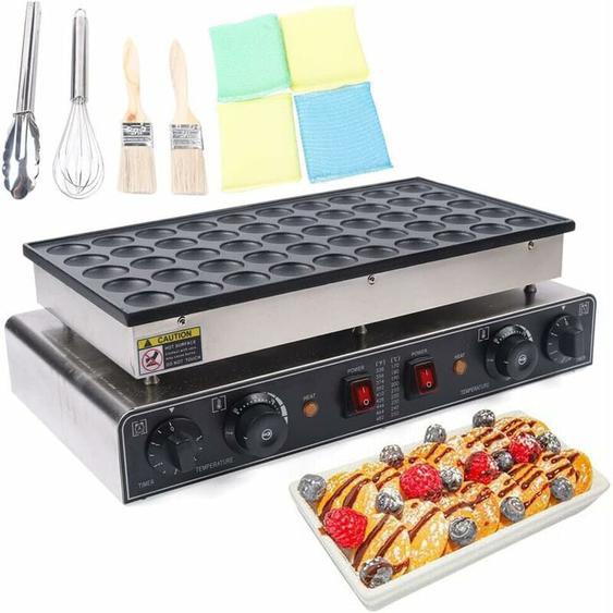 50 trous Mini Dutch Pancake Maker Machine électrique anti-adhésive pour crêpes rondes boulangerie, cafétérias