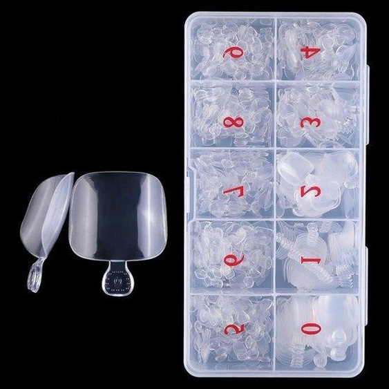 500 faux ongles en boîte - Acrylique transparent - 10 tailles - Conseils pour ongles - Ongles artificiels - Couverture complète - Ongles décoratifs