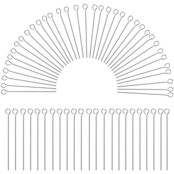 500 pièces daiguilles pour boucles doreilles, longueur 40 mm, en acier inoxydable, avec œillets