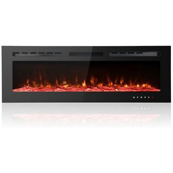 50inch/127cm Cheminée électrique ultra-mince et silencieuse de , réglable en 12 couleurs pour une installation encastrée, murale ou autonome, avec