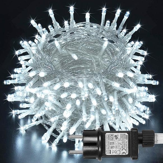 50m 400 LEDs Guirlande lumineuse 8 modes déclairage avec minuterie Guirlande lumineuse pour intérieur jardin cour mariage Noël fête, Blanc