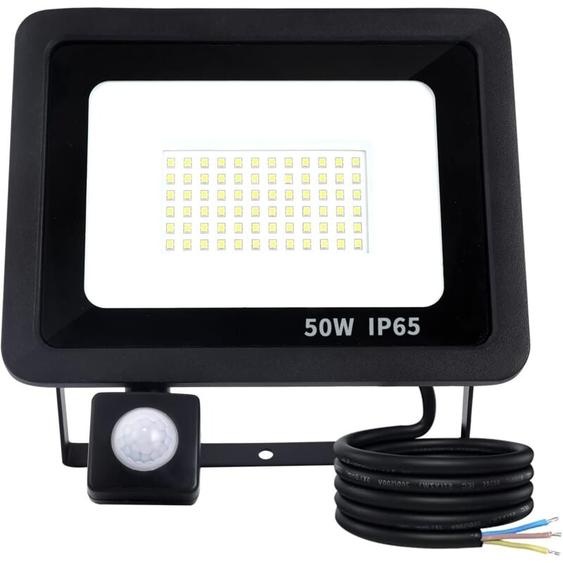 50W Projecteur led Exterieur Avec Détecteur de Mouvement,Projecteur led Extérieur IP65 Etanche,72 led Spot led Extérieur 5000LM,6500K Blanc Froid