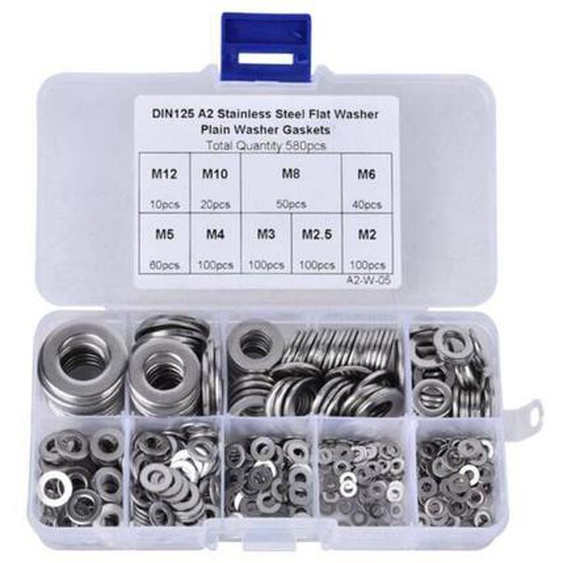 L&h-cfcahl - 580 pièces Jeu de Rondelles plates en acier inoxydable 304 M2-M12 pour joints détanchéité,argent rondelle plate