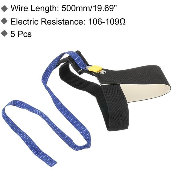5Pcs Sangles de Talon Anti-Statiques ESD avec Bracelet Anti-Statique Rglable pour Mise  la Terre et limination de Llectricit Statique, Noir, Blanc
