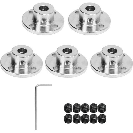 5pcs Silberflanschkupplungsstecker Kit 7mm Innendurchmesser Stahlführungswellenhalterkoppler