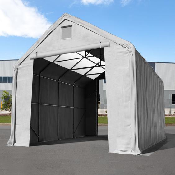 5x10 m hangar avec fenêtres dans le toit, porte 3x3,4 m, PRIMEtex 2300, gris, avec statique (type de sol : terre) - (49832)